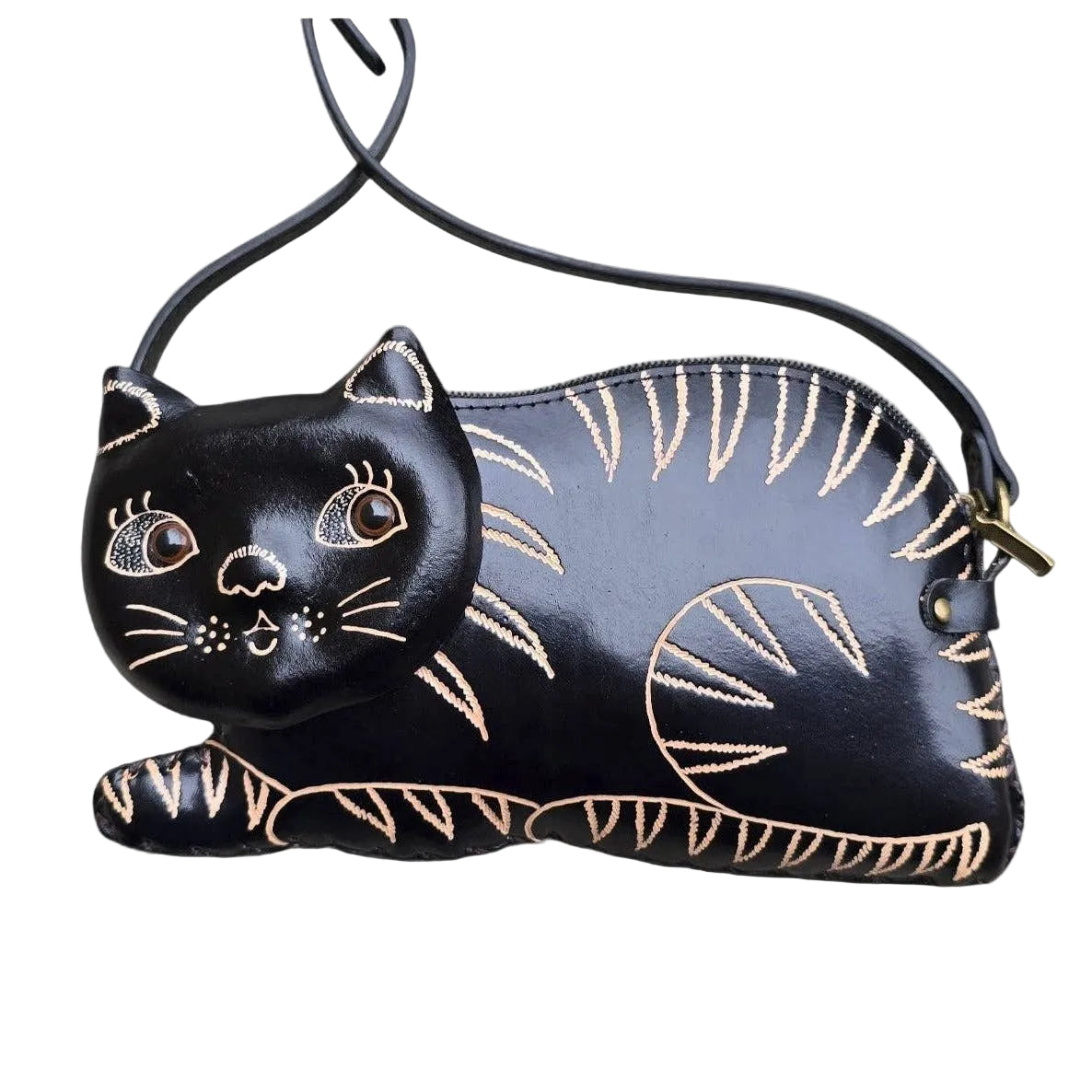 Leather Cat Purse Crossbody