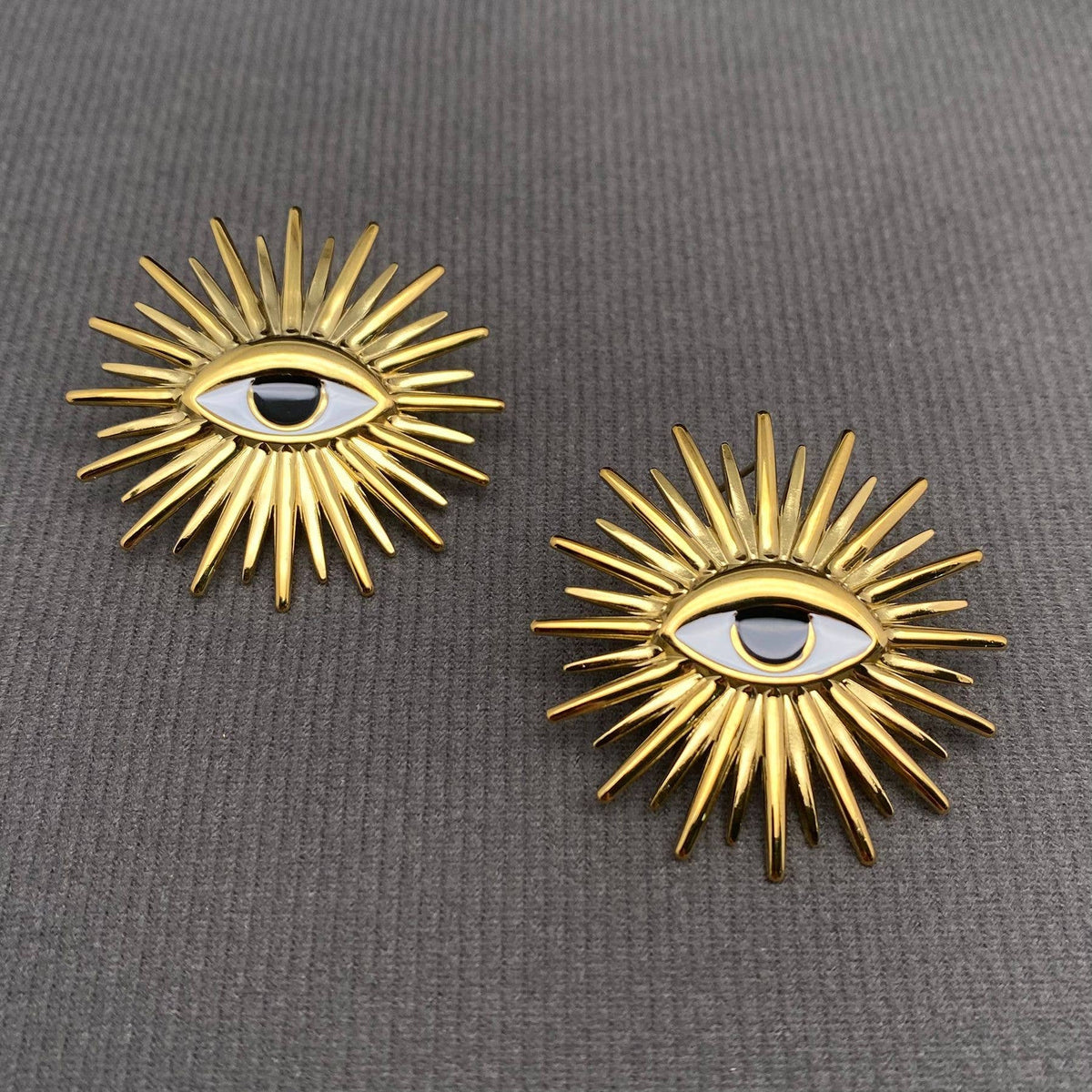 Enamel 18K Gold-Plated Statement Stud Earrings