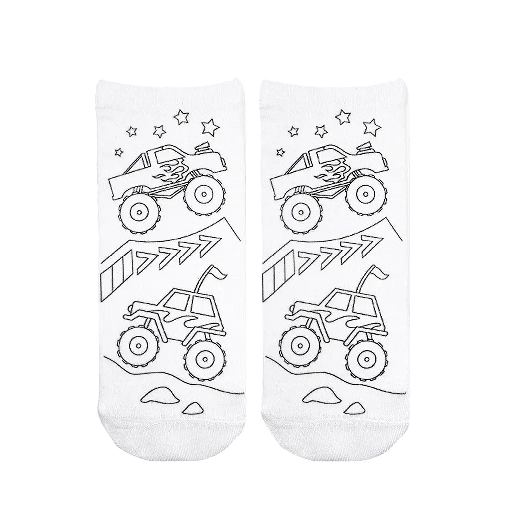 Coloring Socks - Monster Truck Mania
