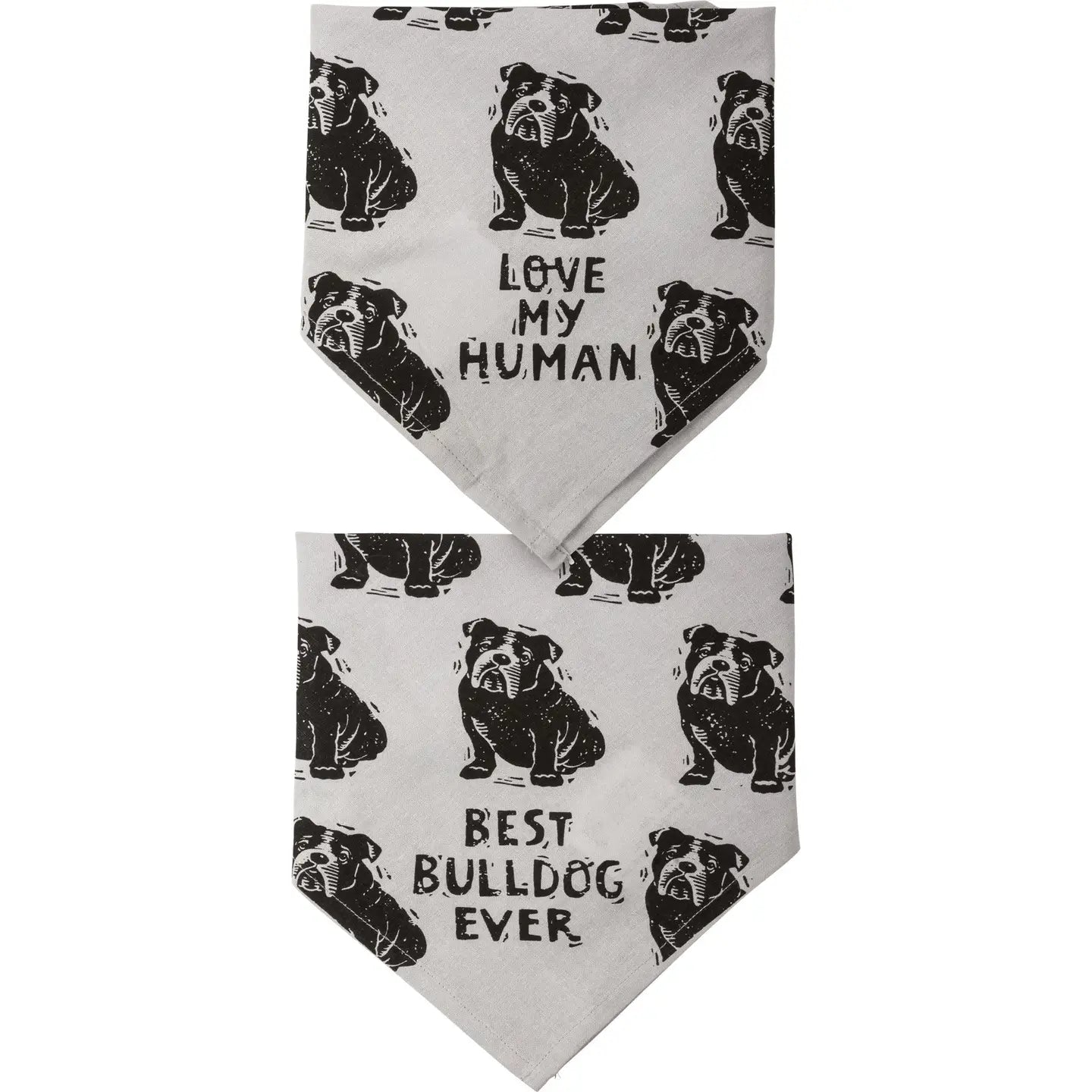 Bulldog/Love My Human Large Pet Bandana