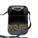 Handmade  Leather Black Owl Pouch purse handbag crossbody