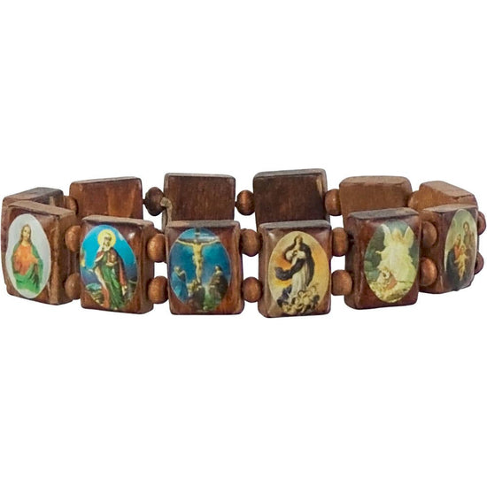 Saints Patron Elastic Wood Bracelet