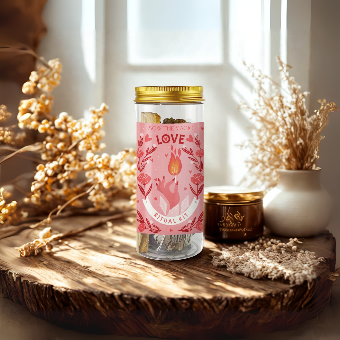 Love Ritual Kit With Rose Quartz, Palo Santo + Sage