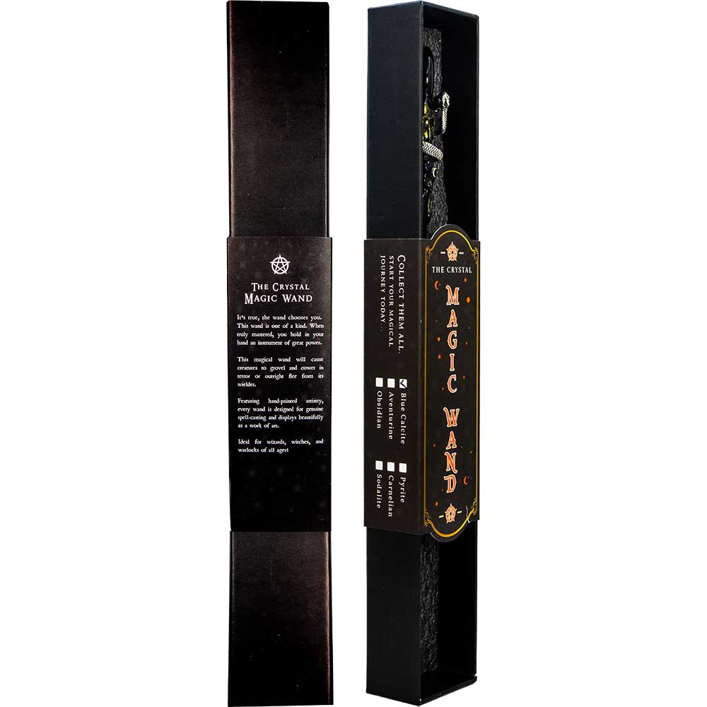 Black Obsidian Moon & Snake Magic Wand w/ Gift Box