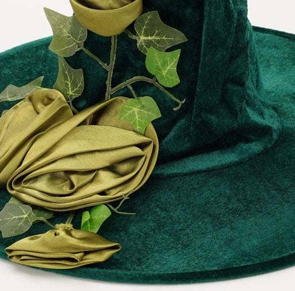 Flower Halloween Hat Green Witch Hat