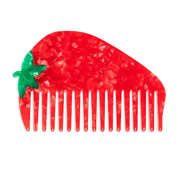 Wide-Tooth Mini Hair Comb Strawberry