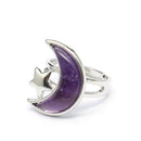 Moon &amp; Star Natural Stone Adjustable Ring