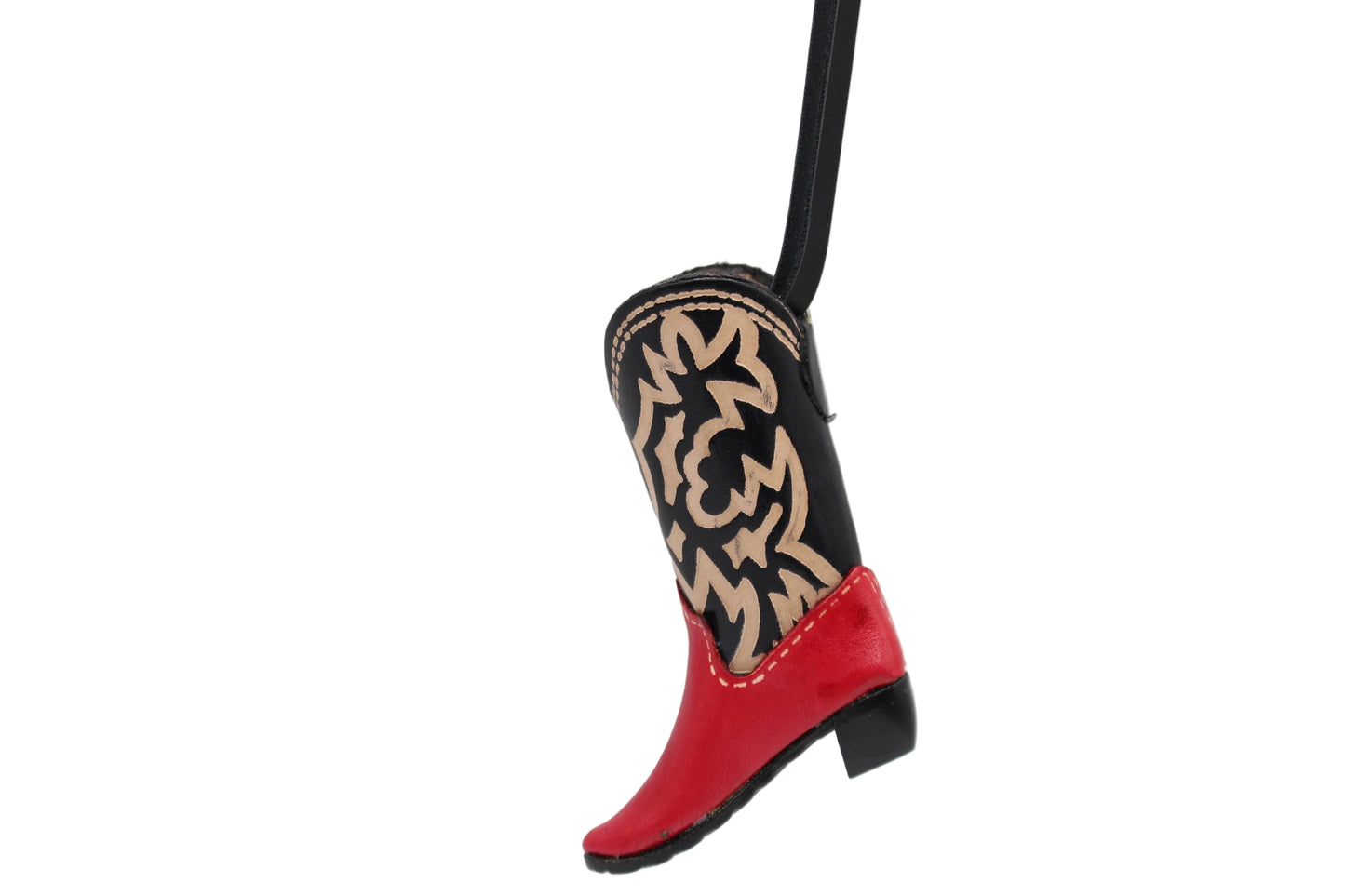 Red and Black Leather Cowboy Boots Ornament