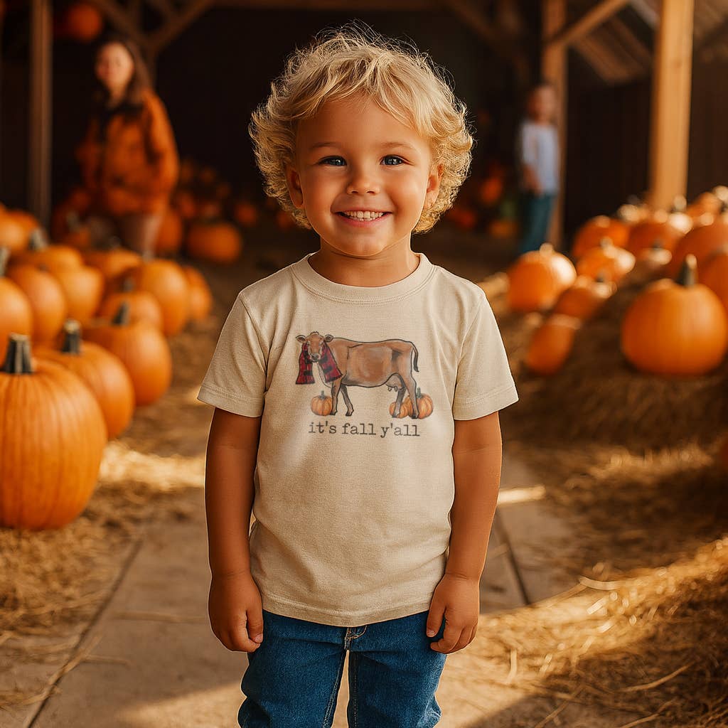 "It's fall ya'll" Country Fall Farm Cow Kid Clothing