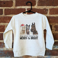 Merry and Bright Neigh Horse Christmas Kids  Unisex Holiday Shirt