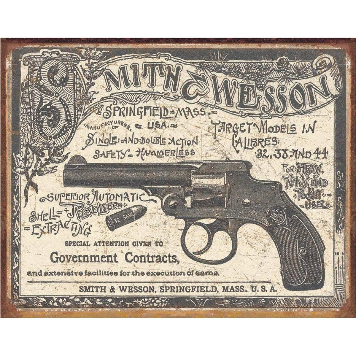 Smith and Wesson 1892 Tin Sign