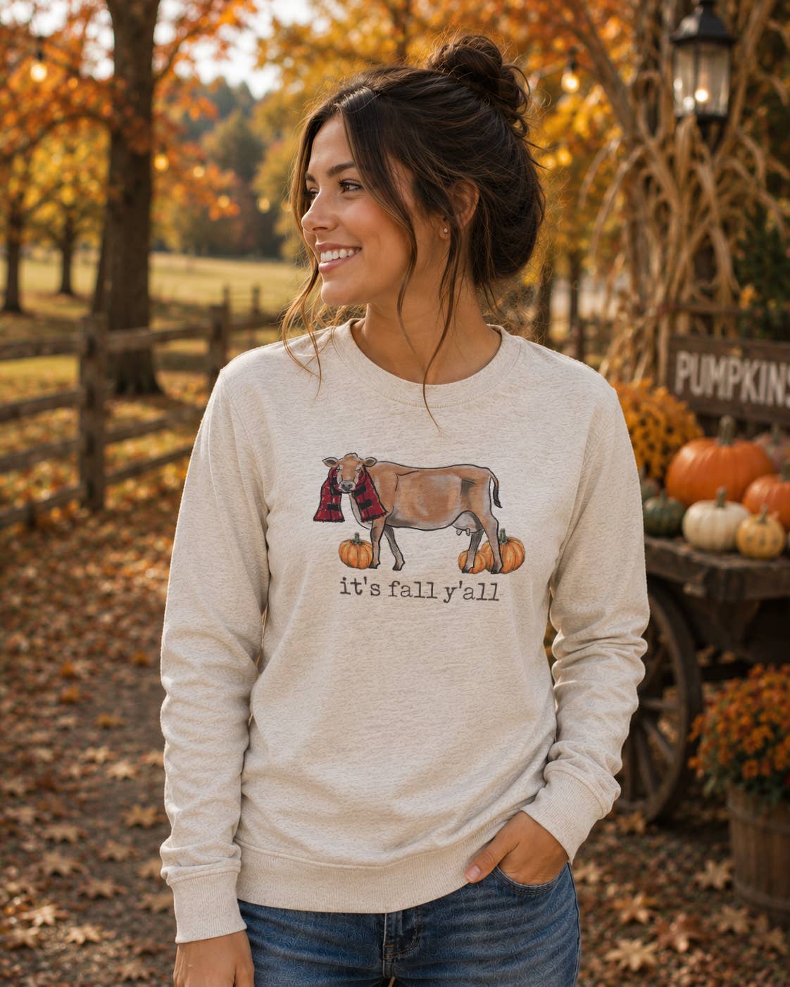 "It's fall ya'll" Country Fall Farm Cow Adult Clothing