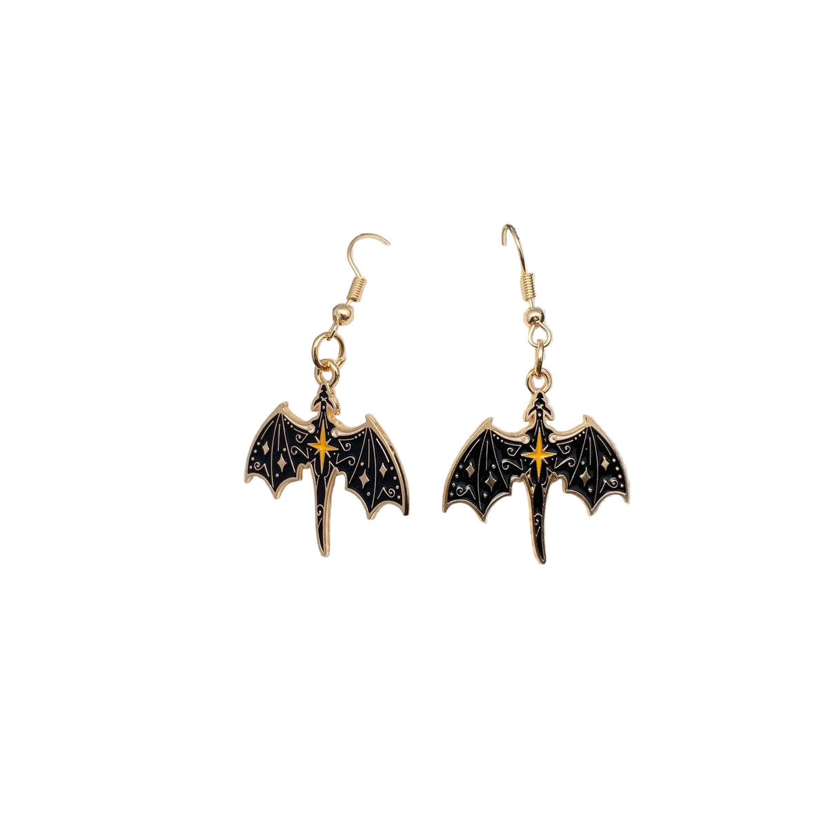 Enamel Flying Dragon Dangle Earrings