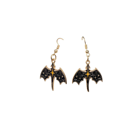 Enamel Flying Dragon Dangle Earrings