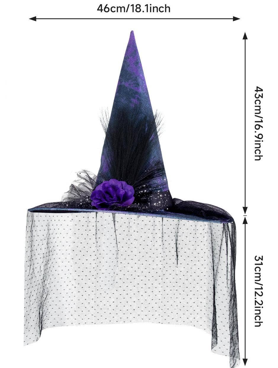 Purple Halloween Hat Mesh Witch Hat