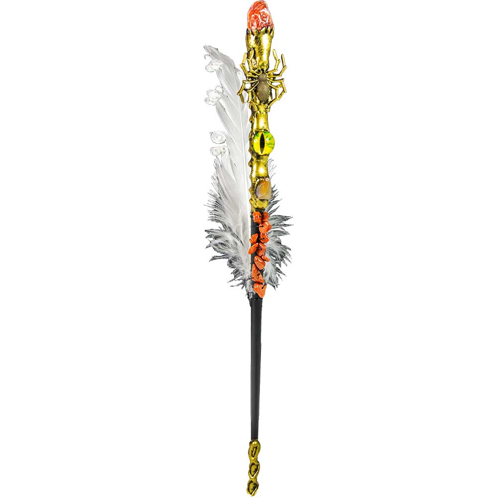 Gold Stone Banded Agate Yellow Dragon Eye Spider Magic Wand