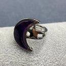 Moon &amp; Star Natural Stone Adjustable Ring