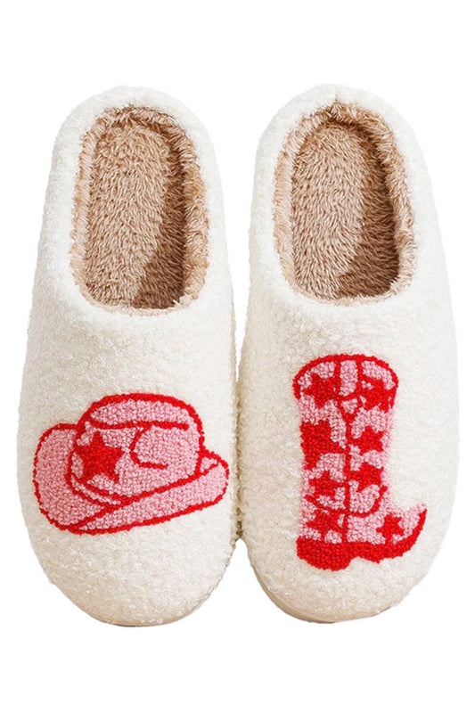 Cozy Pink Cowboy Hat & Boot Slippers
