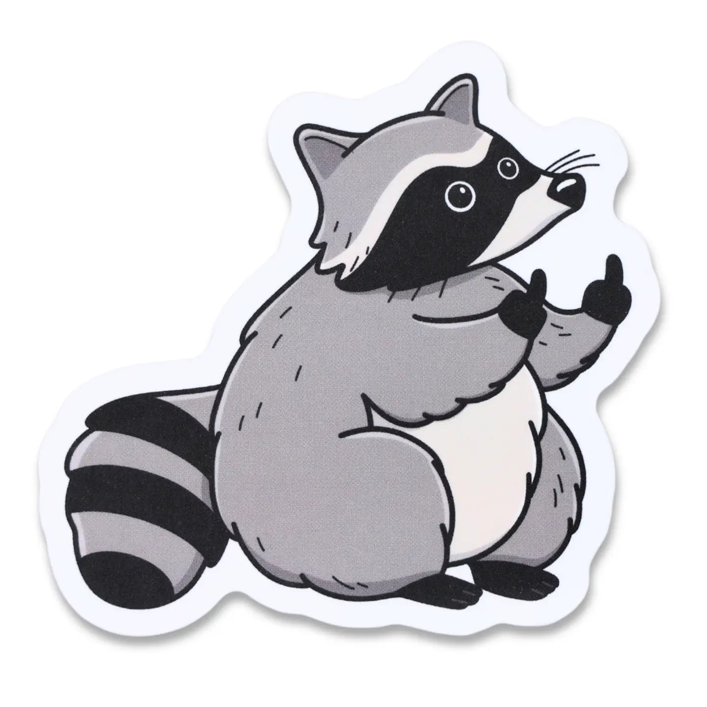 Fat Chubby Raccoon Middle Finger Sticker