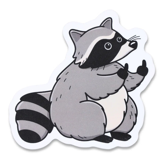 Fat Chubby Raccoon Middle Finger Sticker