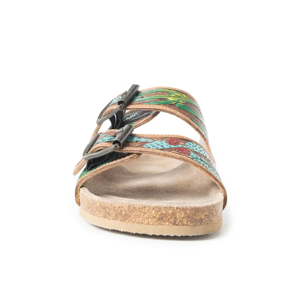 Falling Feather Sandals in Green and Brown