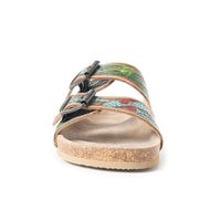 Falling Feather Sandals in Green and Brown