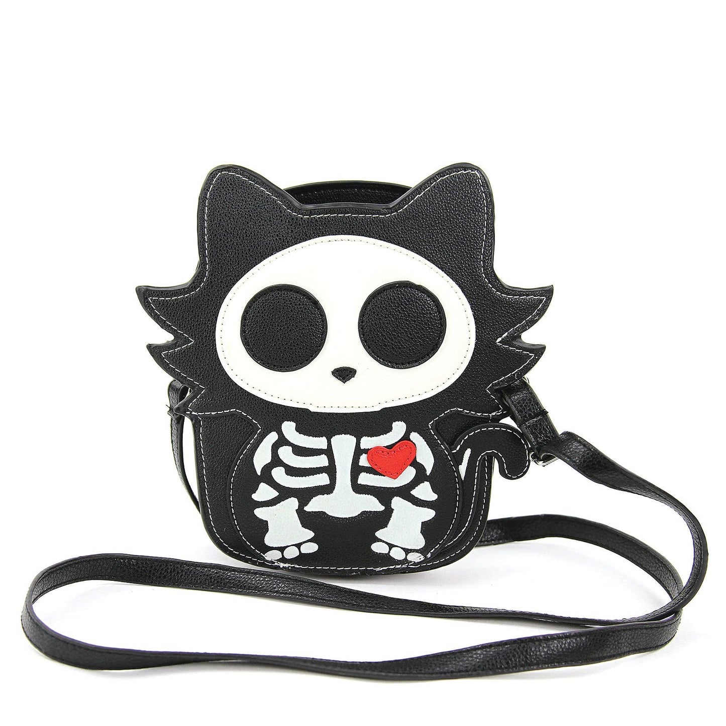 Glow in the Dark Sugar Skull Cat Crossbody Bag in Vinyl