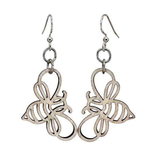 Blossom Bee Wooden Earrings