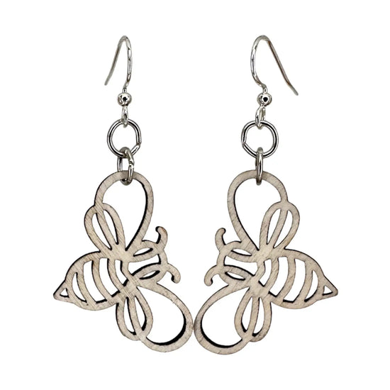 Blossom Bee Wooden Earrings