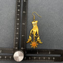 Golden Celestial Hand Dangle Earrings