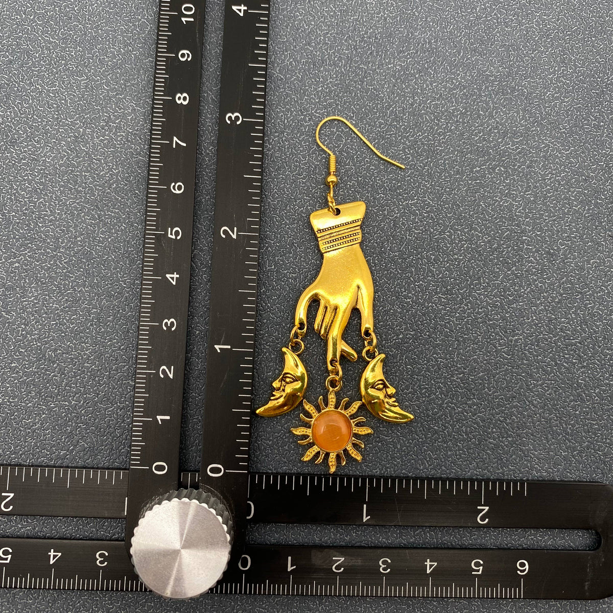 Golden Celestial Hand Dangle Earrings
