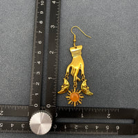 Golden Celestial Hand Dangle Earrings