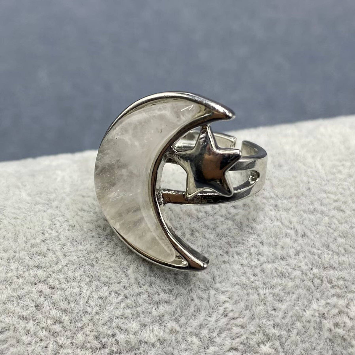 Moon &amp; Star Natural Stone Adjustable Ring
