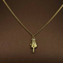 Creative Rhinestone Gesture Charm 18K Gold-plated Necklace