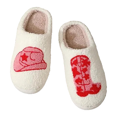 Cozy Pink Cowboy Hat & Boot Slippers
