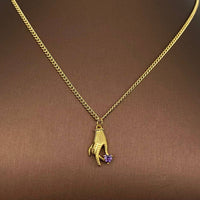 Creative Rhinestone Gesture Charm 18K Gold-plated Necklace