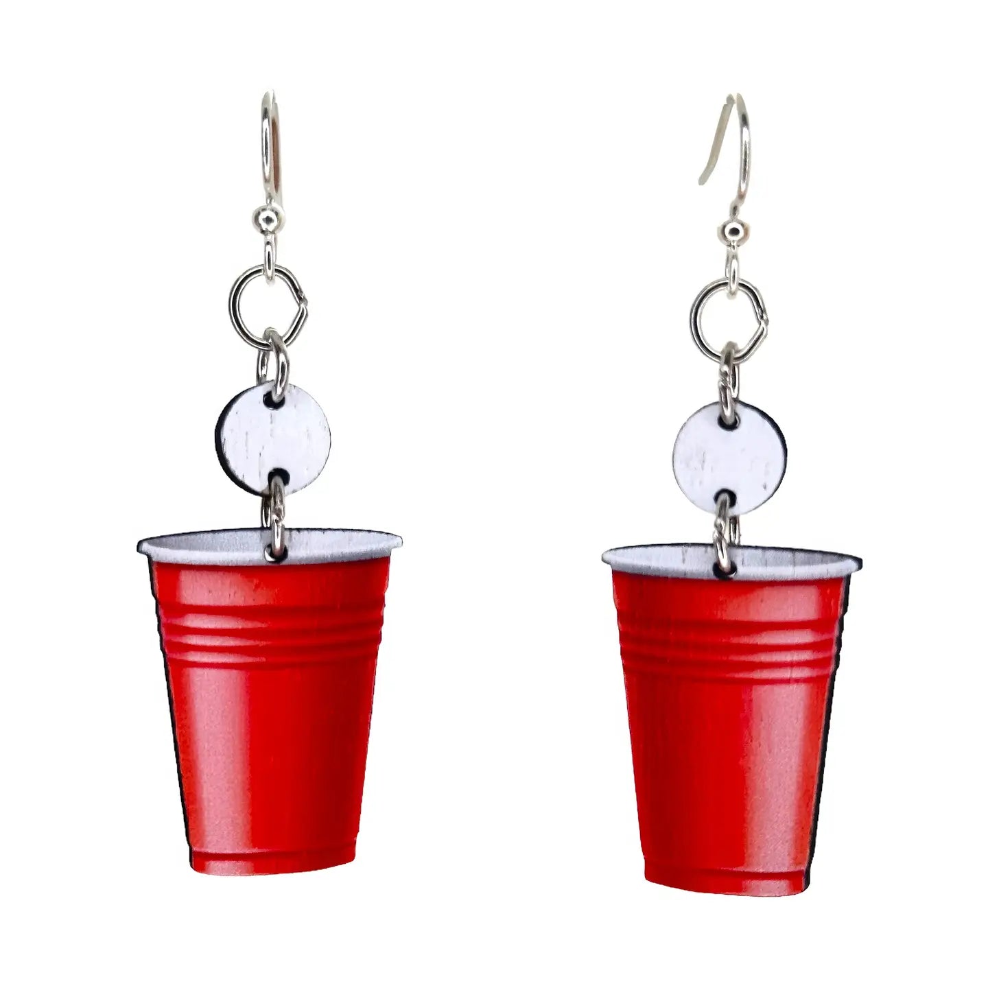 Beer Pong Red Cup Wooden Earrings
