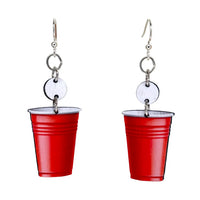 Beer Pong Red Cup Wooden Earrings