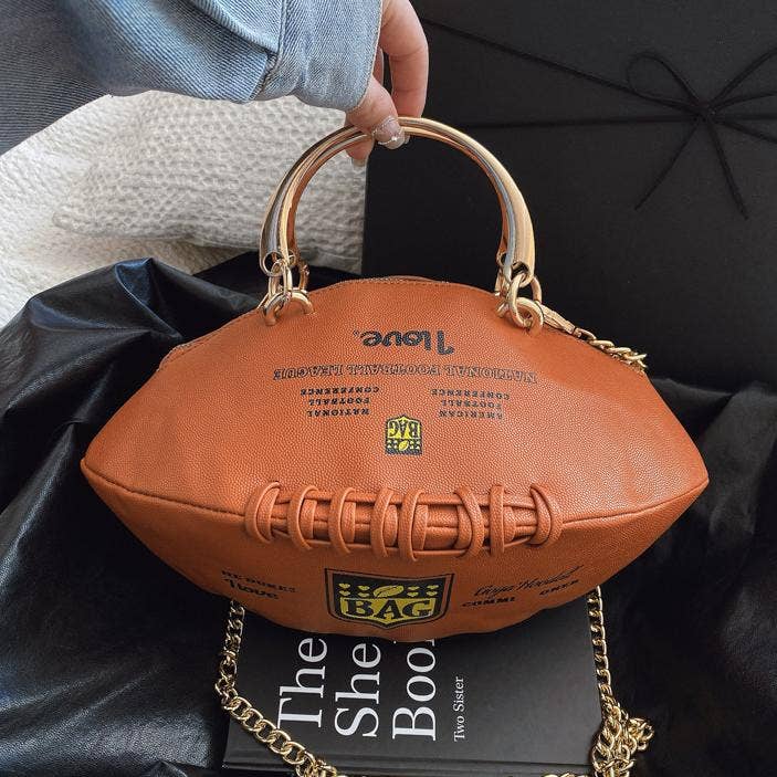 Funny game rugby ball shape crossbody bag