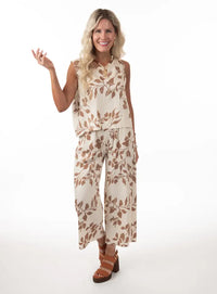Brown Leaf  Top & Pants Set
