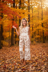 Brown Leaf  Top & Pants Set