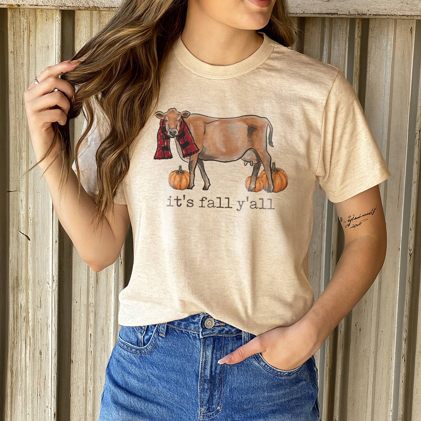 "It's fall ya'll" Country Fall Farm Cow Adult Clothing