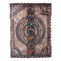 Antique Embossed Chakra Stones Leather Journal