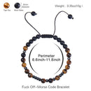 Morse Code Tiger Eye & Matte Beaded Stretch Bracelet