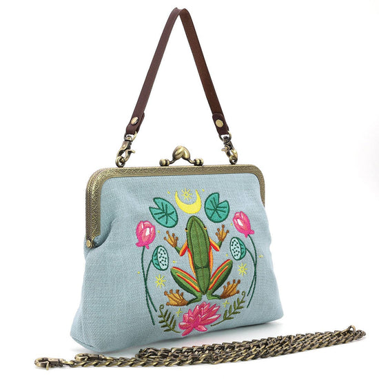 Frog in the Lily Pond Kiss Lock Bag