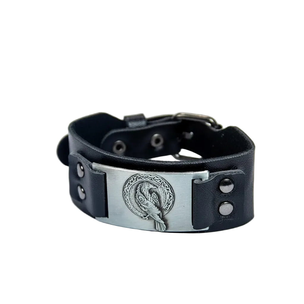 Raven Black Vegan Leather Adjustable Bracelet
