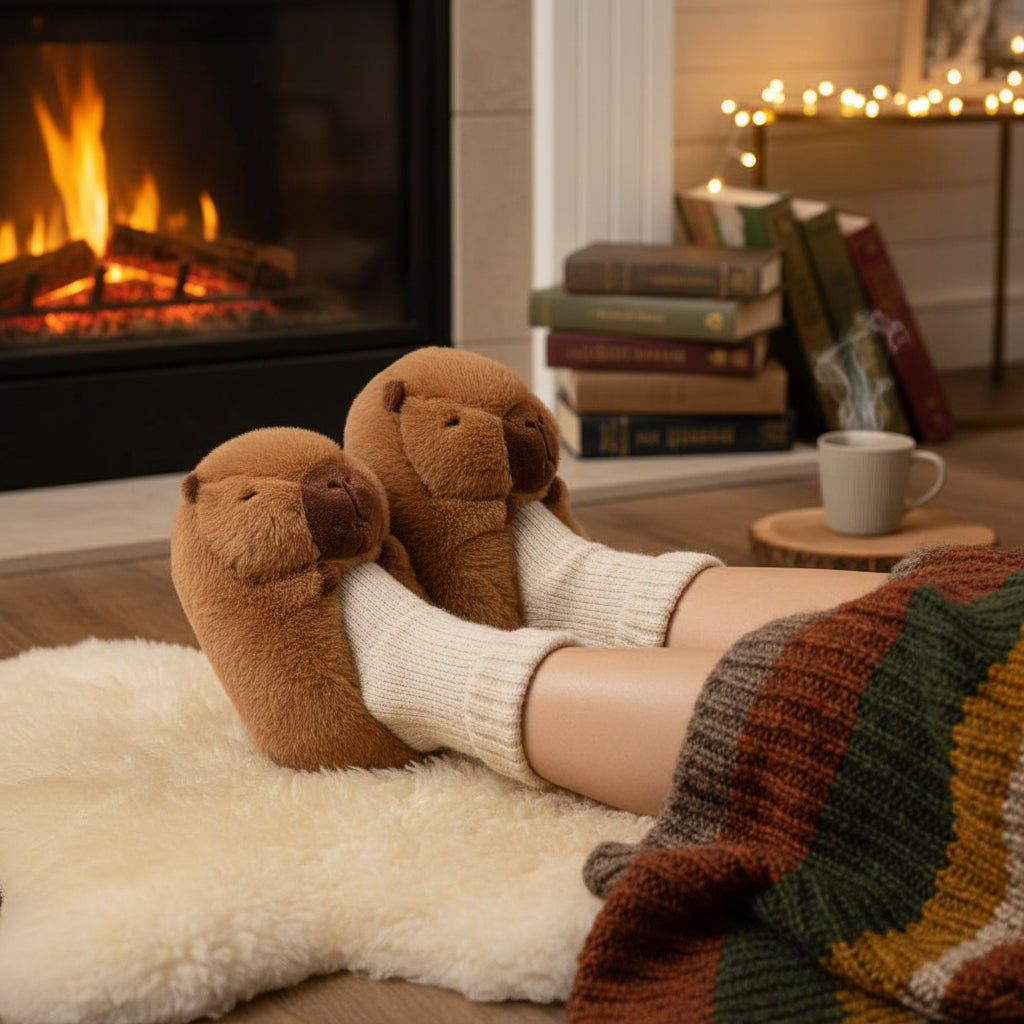 Fluffy Capybara Slippers