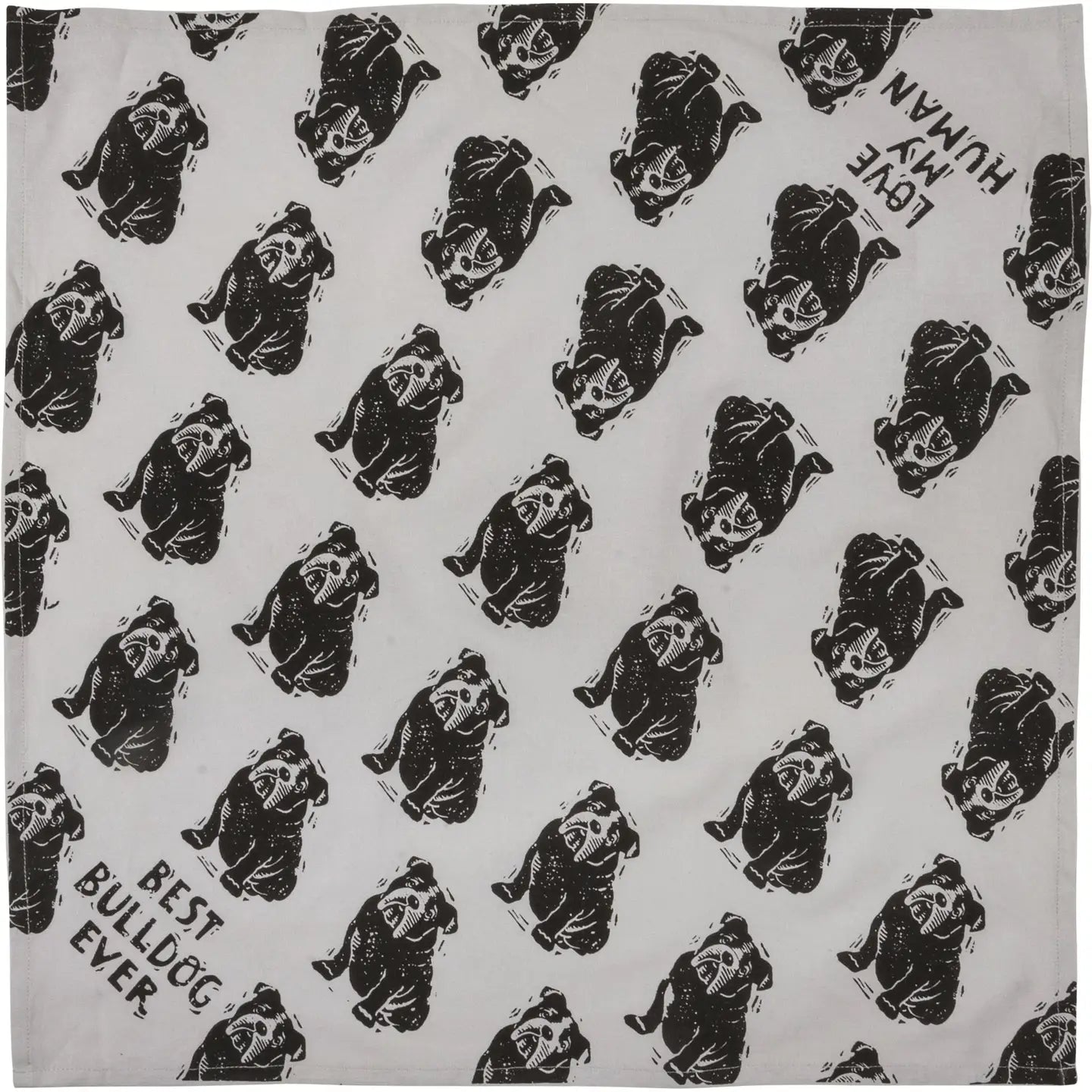 Bulldog/Love My Human Large Pet Bandana