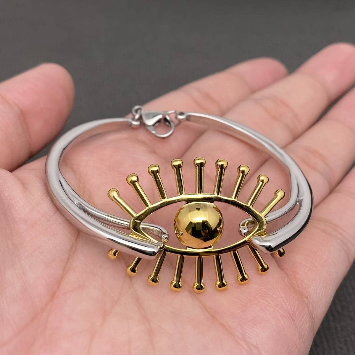 Two-Tone Evil Eye Charm Bracelet
