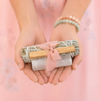 White Sage Protection Bundle with Selenite and Palo Santo Pink Chiffon
